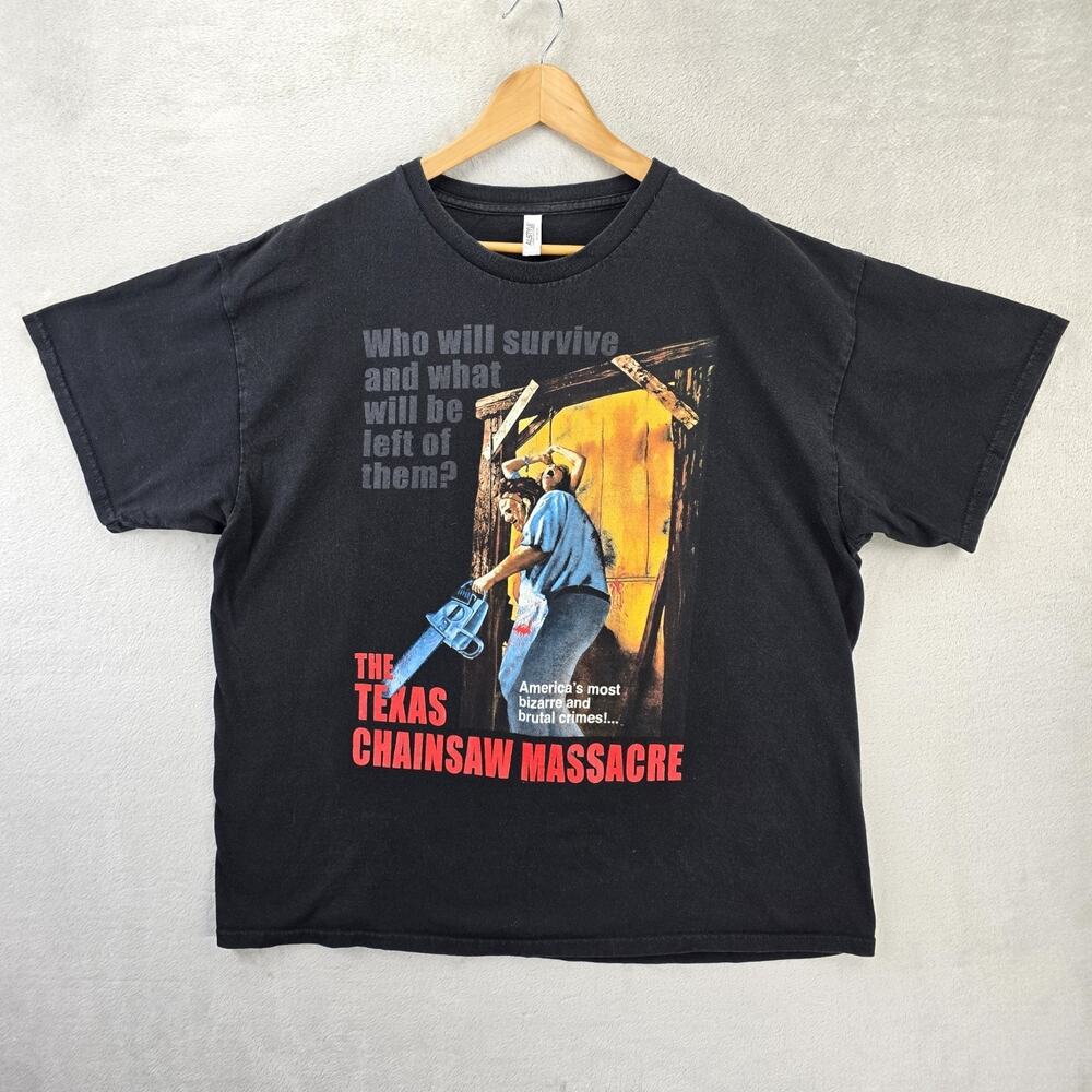 The Texas Chainsaw Massacre Shirt Mens XXL Black Vintage Horror Movie Ed Gein